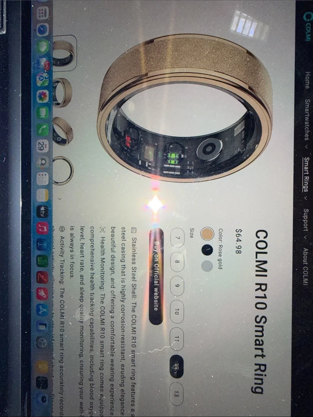 Colmi R10 Smart Ring - Gold Size 12